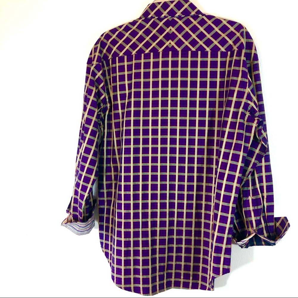 Robert Graham Purple Squared Pattern Button Down … - image 4
